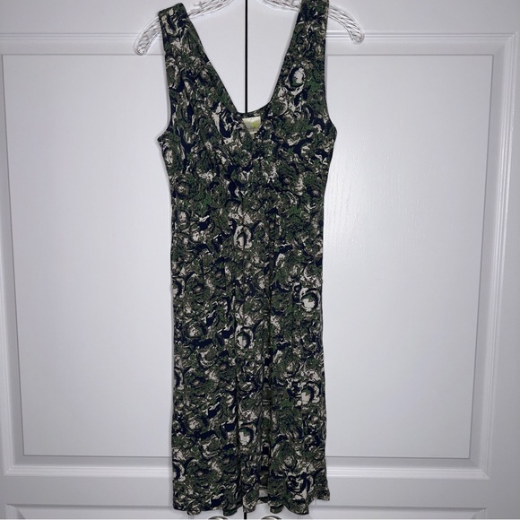 Porridge Dresses & Skirts - Porridge Anthropologie Sleeveless Floral Midi Dress Women’s XS Green Blue
